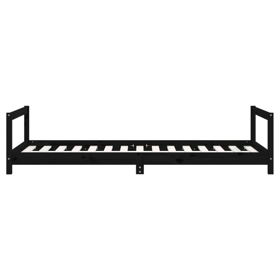 Kids Bed Frame Black 90x190 cm Solid Wood Pine
