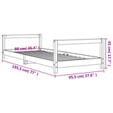 Kids Bed Frame Black 90x190 cm Solid Wood Pine