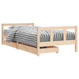 Kids Bed Frame with Drawers 90x190 cm Solid Wood Pine - Front View