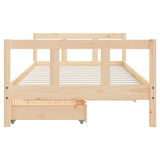 Kids Bed Frame with Drawers 90x190 cm Solid Wood Pine - 45-Degree Angle