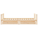 Kids Bed Frame with Drawers 90x190 cm Solid Wood Pine - Rear View