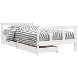 Kids Bed Frame with Drawers White 90x190 cm Solid Wood Pine - Front View