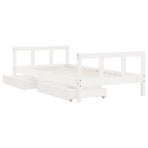 Kids Bed Frame with Drawers White 90x190 cm Solid Wood Pine, image 4