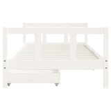 Kids Bed Frame with Drawers White 90x190 cm Solid Wood Pine - 45-Degree Angle