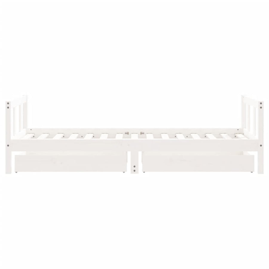 Kids Bed Frame with Drawers White 90x190 cm Solid Wood Pine, image 6