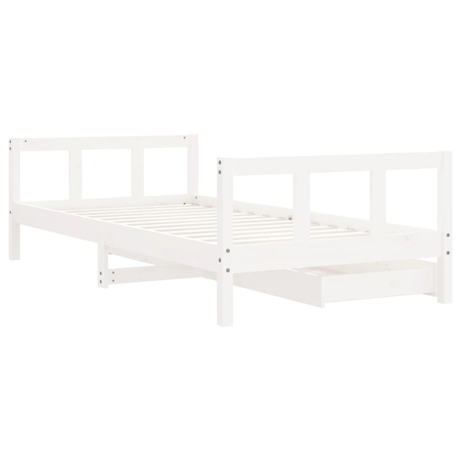 Kids Bed Frame with Drawers White 90x190 cm Solid Wood Pine, image 7