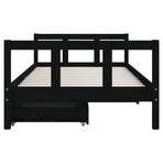 Kids Bed Frame with Drawers Black 90x190 cm Solid Wood Pine, image 5