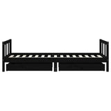 Kids Bed Frame with Drawers Black 90x190 cm Solid Wood Pine