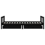 Kids Bed Frame with Drawers Black 90x190 cm Solid Wood Pine, image 6