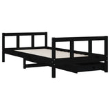 Kids Bed Frame with Drawers Black 90x190 cm Solid Wood Pine - Close-Up Angle
