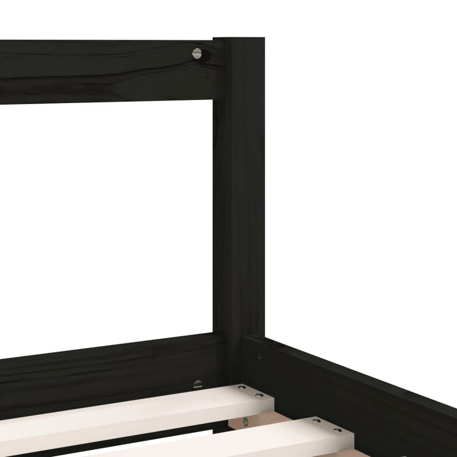 Kids Bed Frame with Drawers Black 90x190 cm Solid Wood Pine, image 8