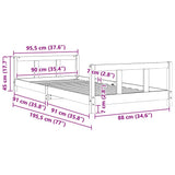 Kids Bed Frame White 90x190 cm Solid Wood Pine