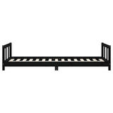 Kids Bed Frame Black 90x190 cm Solid Wood Pine - 45-Degree Angle