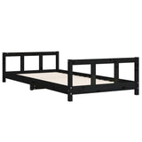 Kids Bed Frame Black 90x190 cm Solid Wood Pine - Rear View