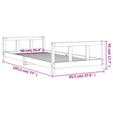 Kids Bed Frame Black 90x190 cm Solid Wood Pine - Extra Image
