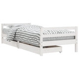 Kids Bed Frame with Drawers White 90x190 cm Solid Wood Pine - Front View