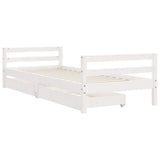 Kids Bed Frame with Drawers White 90x190 cm Solid Wood Pine - Side View
