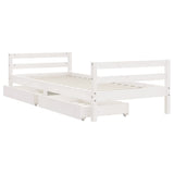 Kids Bed Frame with Drawers White 90x190 cm Solid Wood Pine - Top-Down View