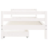 Kids Bed Frame with Drawers White 90x190 cm Solid Wood Pine - 45-Degree Angle
