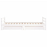 Kids Bed Frame with Drawers White 90x190 cm Solid Wood Pine - Rear View