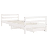Kids Bed Frame with Drawers White 90x190 cm Solid Wood Pine - Close-Up Angle
