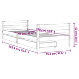 Kids Bed Frame with Drawers White 90x190 cm Solid Wood Pine - Extra Image