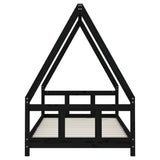 Kids Bed Frame Black 90x190 cm Solid Wood Pine