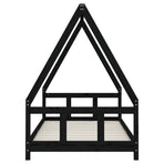 Kids Bed Frame Black 90x190 cm Solid Wood Pine