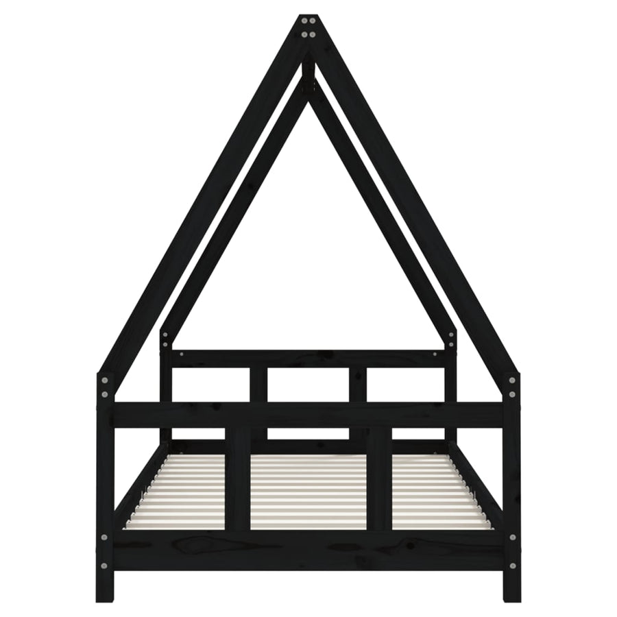 Kids Bed Frame Black 90x190 cm Solid Wood Pine