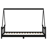 Kids Bed Frame Black 90x190 cm Solid Wood Pine - 45-Degree Angle
