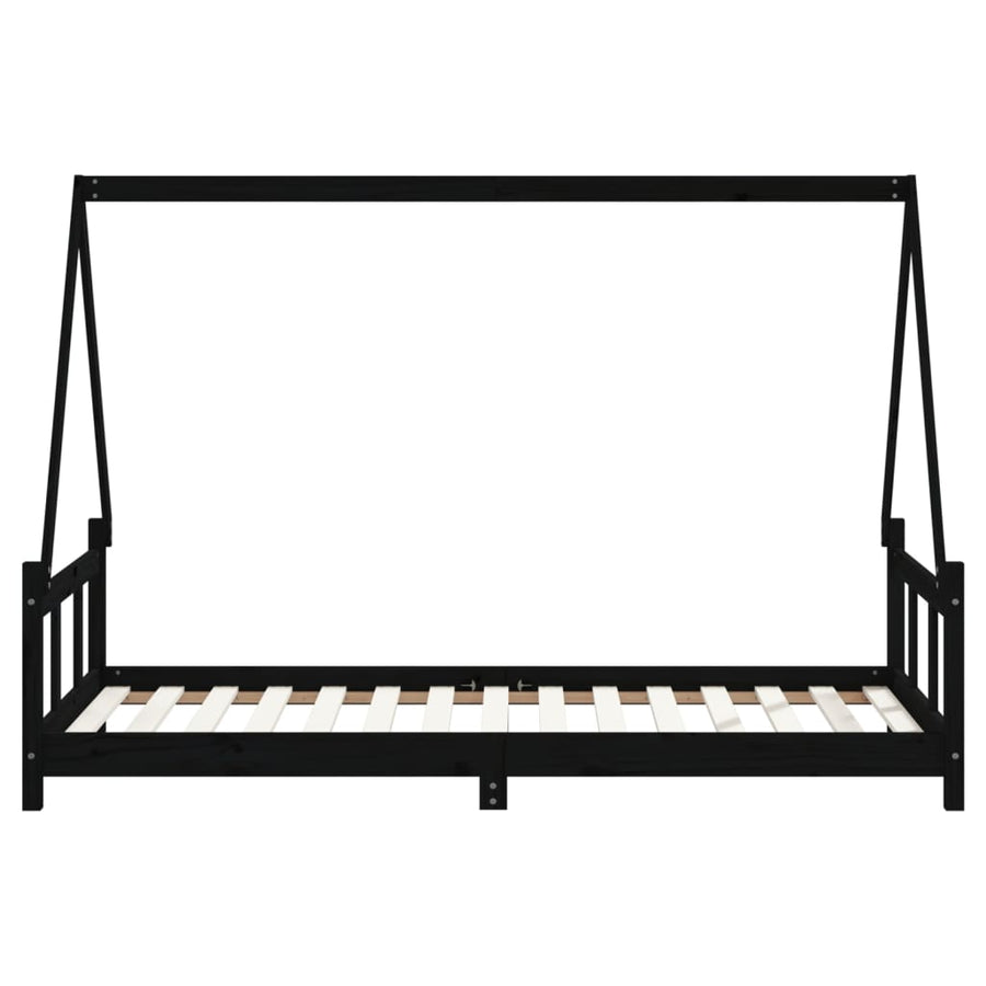 Kids Bed Frame Black 90x190 cm Solid Wood Pine