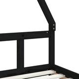 Kids Bed Frame Black 90x190 cm Solid Wood Pine - Close-Up Angle
