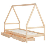 Kids Bed Frame with Drawers 90x190 cm Solid Wood Pine - Top-Down View