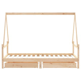 Kids Bed Frame with Drawers 90x190 cm Solid Wood Pine