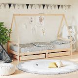 Kids Bed Frame with Drawers 90x190 cm Solid Wood Pine