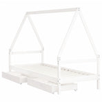 Kids Bed Frame with Drawers White 90x190 cm Solid Wood Pine, image 4