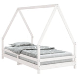 Kids Bed Frame White 90x190 cm Solid Wood Pine - Front View