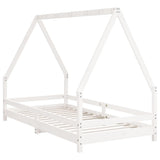 Kids Bed Frame White 90x190 cm Solid Wood Pine - Side View