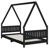 Kids Bed Frame Black 90x190 cm Solid Wood Pine - Side View