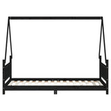 Kids Bed Frame Black 90x190 cm Solid Wood Pine