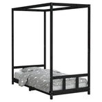 Kids Bed Frame Black 90x190 cm Solid Wood Pine