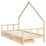 Kids Bed Frame with Drawers 90x190 cm Solid Wood Pine