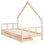 Kids Bed Frame with Drawers 90x190 cm Solid Wood Pine, image 4