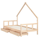 Kids Bed Frame with Drawers 90x190 cm Solid Wood Pine - Top-Down View