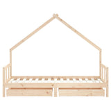 Kids Bed Frame with Drawers 90x190 cm Solid Wood Pine - 45-Degree Angle