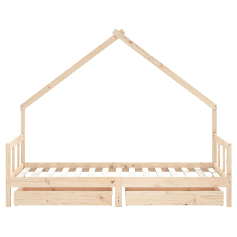 Kids Bed Frame with Drawers 90x190 cm Solid Wood Pine, image 6