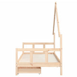 Kids Bed Frame with Drawers 90x190 cm Solid Wood Pine - Rear View