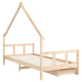 Kids Bed Frame with Drawers 90x190 cm Solid Wood Pine - Close-Up Angle
