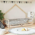 Kids Bed Frame with Drawers 90x190 cm Solid Wood Pine