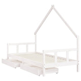 Kids Bed Frame with Drawers White 90x190 cm Solid Wood Pine - Top-Down View